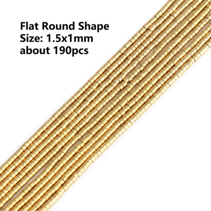 Gold Plated Hematite Beads | 4mm Heart, Cube, Rondelle & Irregular Spacer Beads | 15-Inch Jewelry-Making Strand