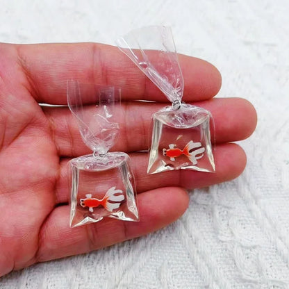 Resin Fish Charms | 10 Ocean Water Bag Pendants | DIY Jewelry Making Supplies