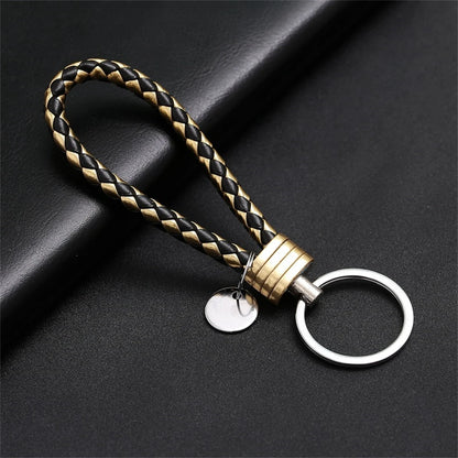 Braided PU Leather Keychain | Woven Rope Keyring with Metal Clasp | DIY Bag Charm, Key Holder & Craft Accessory