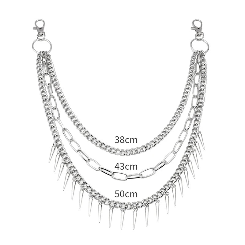 Layered Pants Chain with Large Ring | Zinc Alloy Wallet Chain for Jeans | Punk Rock Waist Accessory