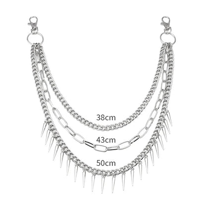 Layered Pants Chain with Large Ring | Zinc Alloy Wallet Chain for Jeans | Punk Rock Waist Accessory