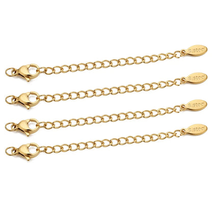 Stainless Steel Extension Chains with Lobster Clasps | 10pc Necklace & Bracelet Extenders | DIY Jewelry Making Findings