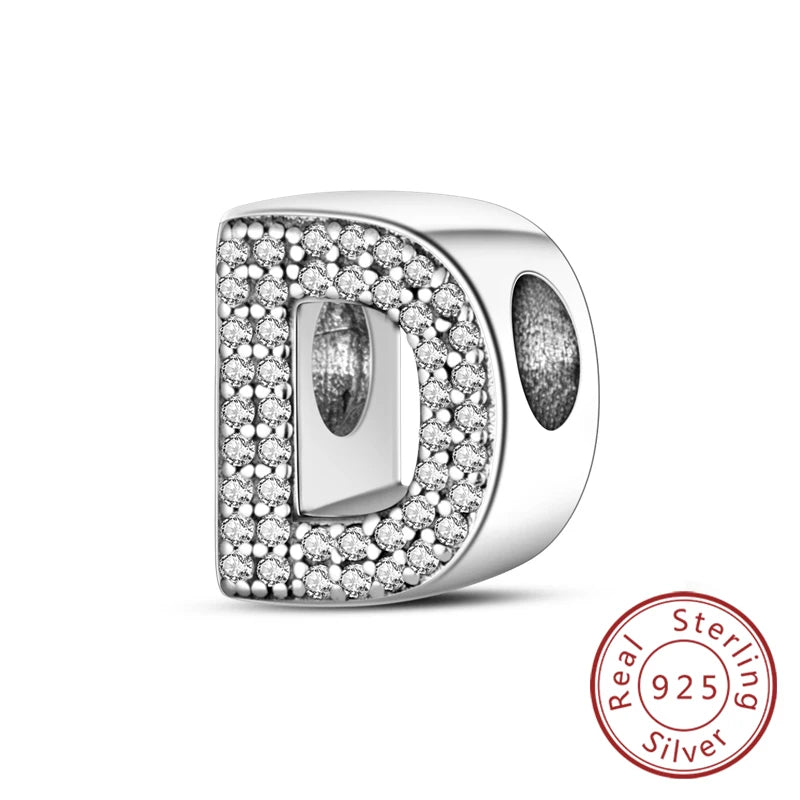 925 Sterling Silver A–Z Alphabet Charms | Initial Letter Beads for Charm Bracelets | DIY Jewelry Gift for Women