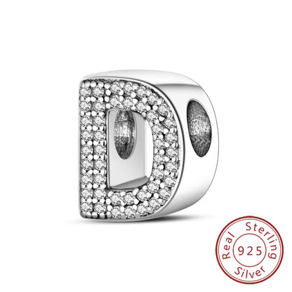 925 Sterling Silver A–Z Alphabet Charms | Initial Letter Beads for Charm Bracelets | DIY Jewelry Gift for Women