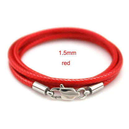 Waxed Leather Cord Necklace | Stainless Steel Clasp Pendant Chain | Adjustable 40–70cm for Men & Women
