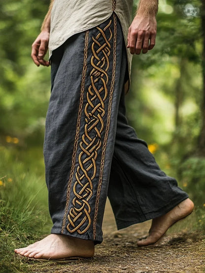 Men's Viking Retro Nordic Totem Two tone 3D Printed Casual Pants Drawstring Straight Leg Pants Summer Beach Pants