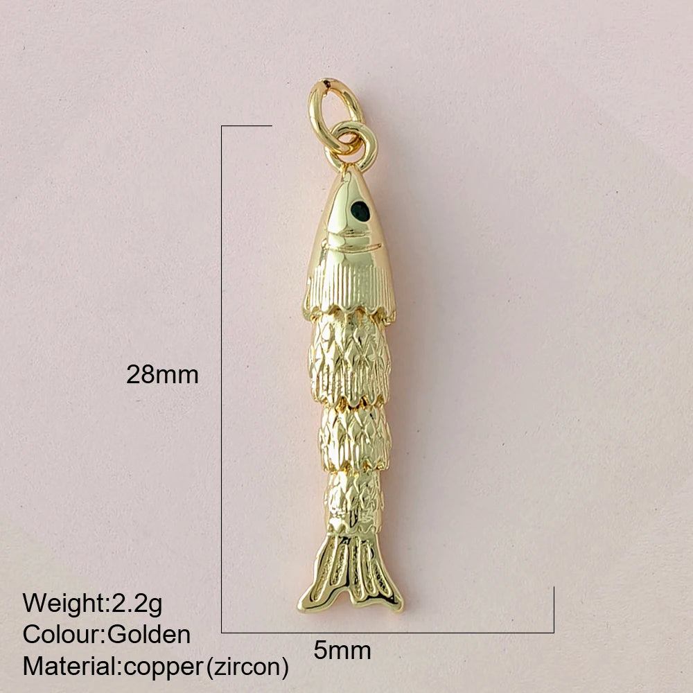 Cute Fish Charms | Gold Color Animal Pendants | Boho Charms for Earrings, Bracelets, Necklaces, Keychains & DIY Jewelry Making
