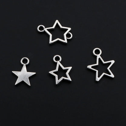 100pc Small Star Charms | Antique Silver Metal Pendants | Tiny Celestial Charms for Earrings, Bracelets, Necklaces & DIY Jewelry
