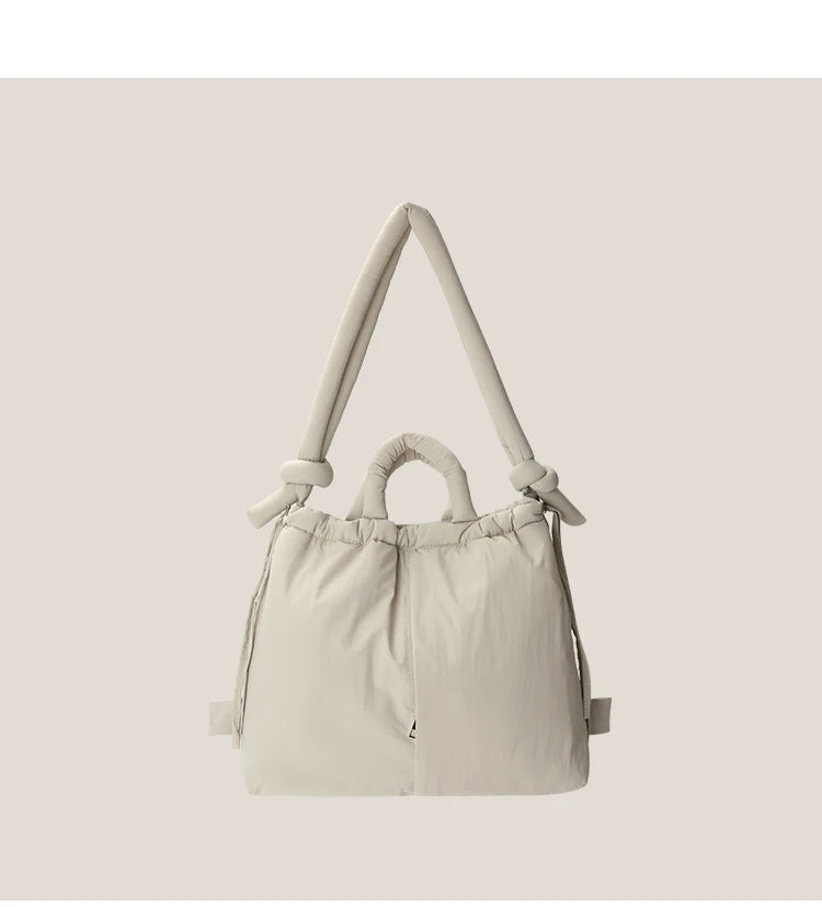 Vintage Puffer Tote Bag – Large Capacity Nylon Shoulder & Crossbody Handbag
