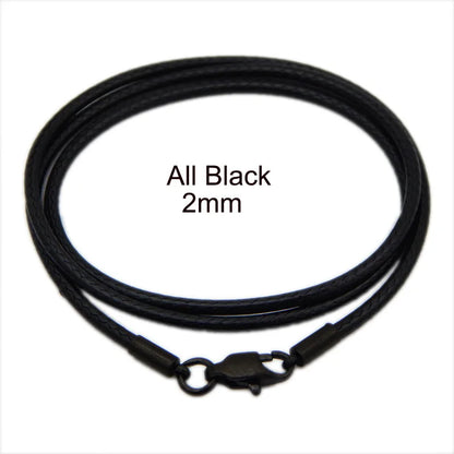 Waxed Leather Cord Necklace | Stainless Steel Clasp Pendant Chain | Adjustable 40–70cm for Men & Women