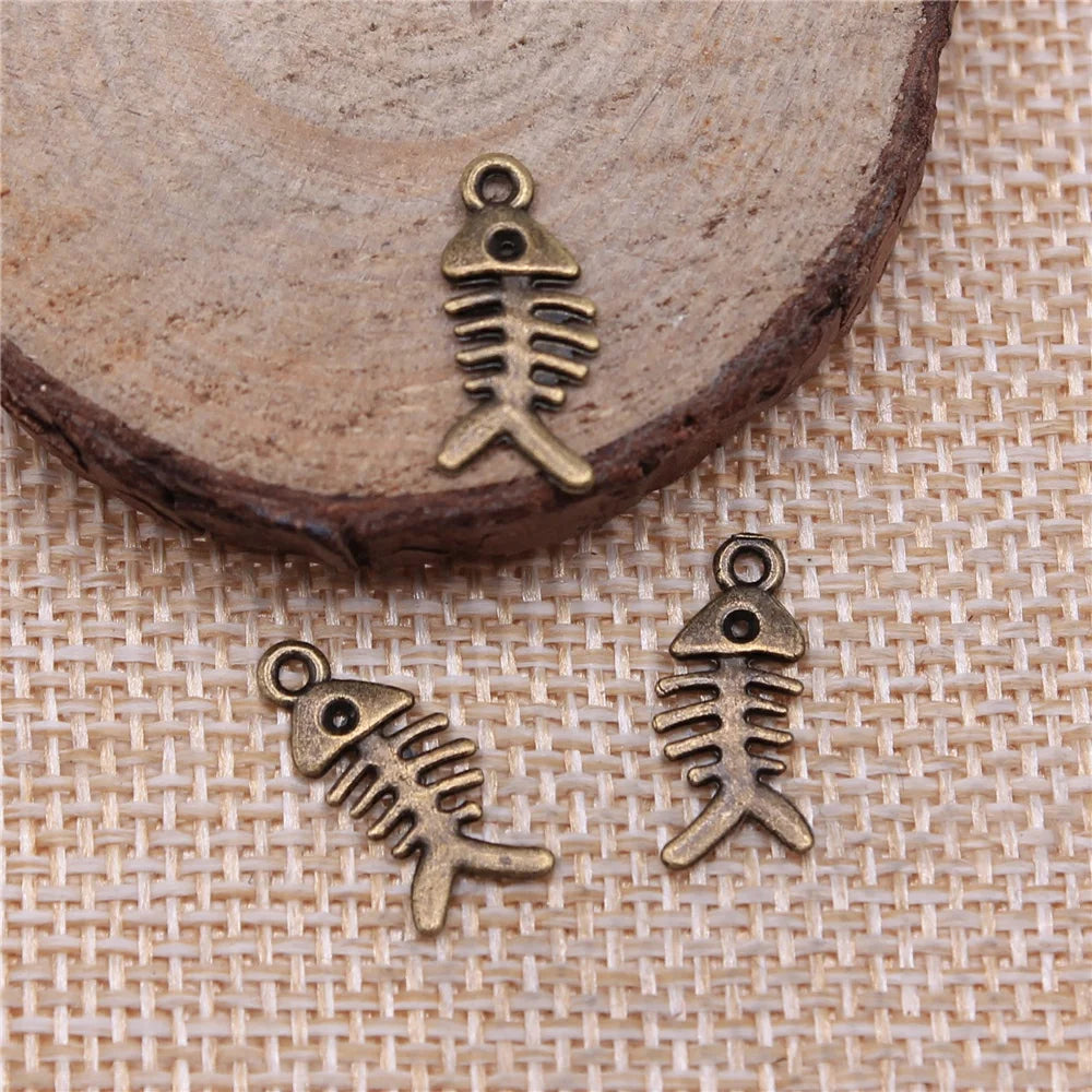 Fish Bone Charms | 40-Piece Mixed Color Metal Pendants | DIY Jewelry Making Supplies for Bracelets, Necklaces & Earrings