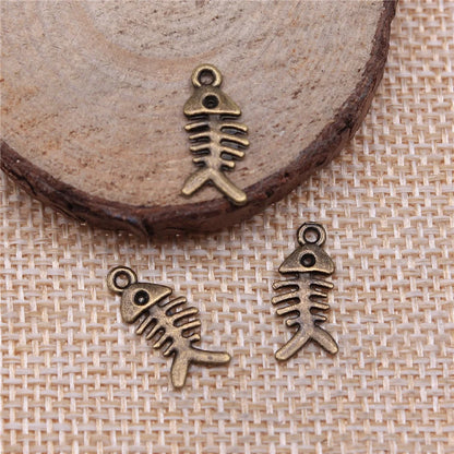 Fish Bone Charms | 40-Piece Mixed Color Metal Pendants | DIY Jewelry Making Supplies for Bracelets, Necklaces & Earrings