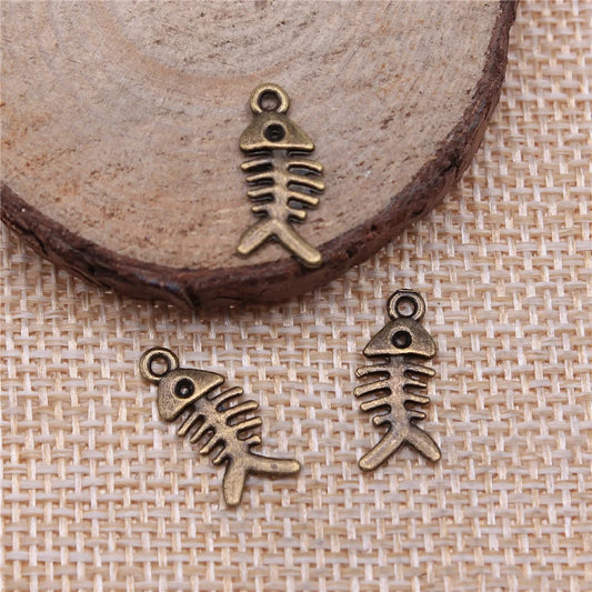 Fish Bone Charms | 40-Piece Mixed Color Metal Pendants | DIY Jewelry Making Supplies for Bracelets, Necklaces & Earrings