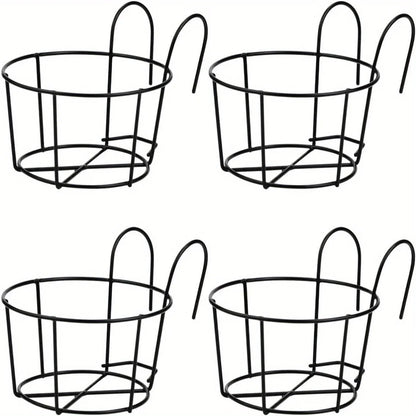 1-4pcs Stylish Round Metal Hanging Planters - Perfect for Balcony, Garden & Indoor Decor!