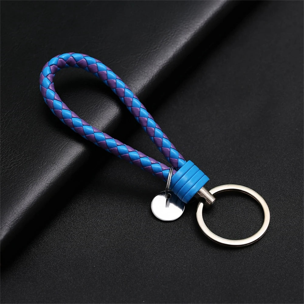 Braided PU Leather Keychain | Woven Rope Keyring with Metal Clasp | DIY Bag Charm, Key Holder & Craft Accessory