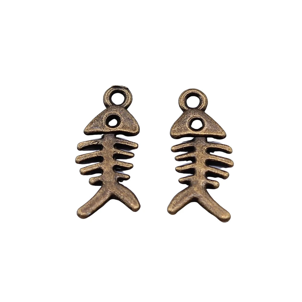Fish Bone Charms | 40-Piece Mixed Color Metal Pendants | DIY Jewelry Making Supplies for Bracelets, Necklaces & Earrings