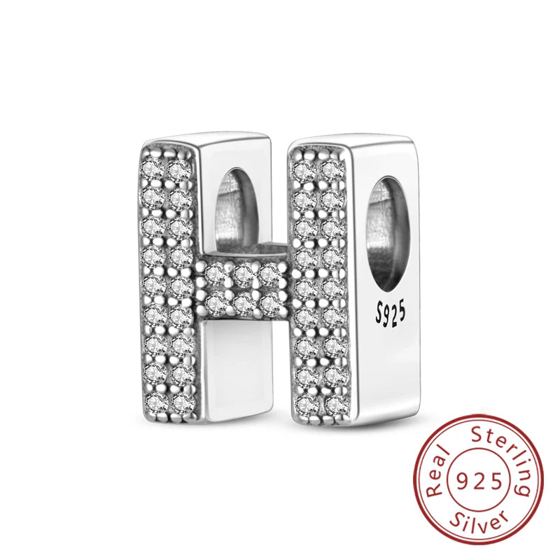 925 Sterling Silver A–Z Alphabet Charms | Initial Letter Beads for Charm Bracelets | DIY Jewelry Gift for Women