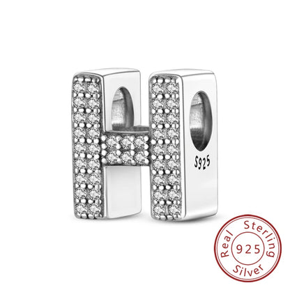 925 Sterling Silver A–Z Alphabet Charms | Initial Letter Beads for Charm Bracelets | DIY Jewelry Gift for Women
