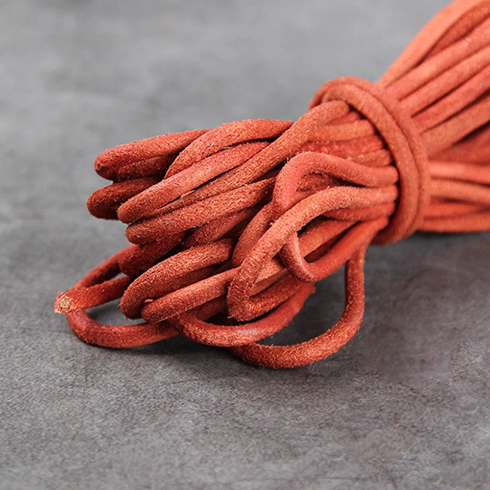 Genuine Cowhide Leather Cord 3mm Round | 2 Meters (78.7 Inches) | Colorful DIY Bracelet & Necklace Making