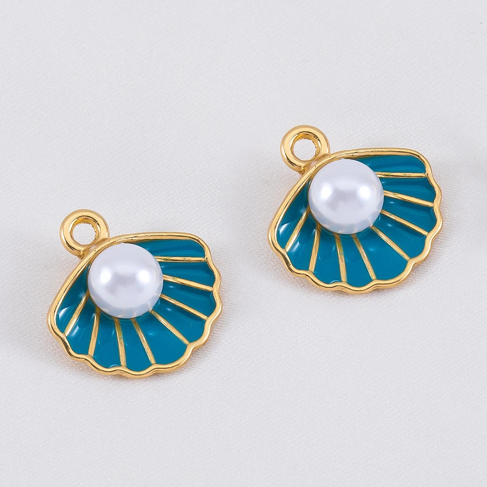 Ocean Charms | 10 White Enamel Sea Life Pendants | Shell, Coral, Fish & Heart DIY Jewelry Supplies