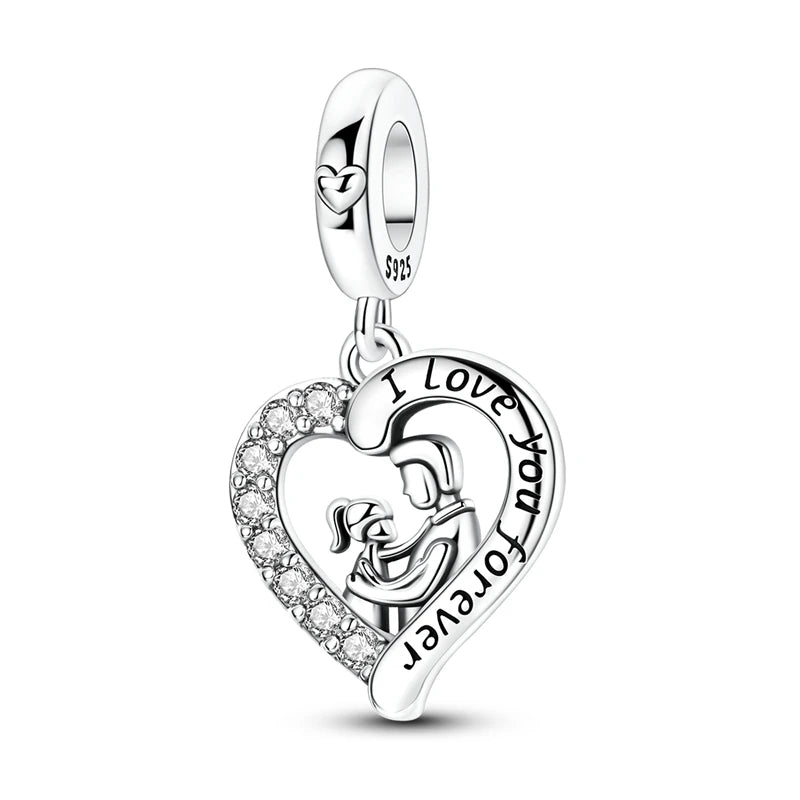 Sterling Silver Bear Family Tree Charm | 925 Charm Bead for Pandora Style Bracelets | Nature Jewelry Gift for Mom, Daughter & Women