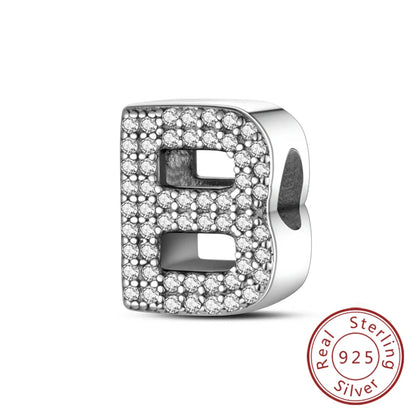 925 Sterling Silver A–Z Alphabet Charms | Initial Letter Beads for Charm Bracelets | DIY Jewelry Gift for Women