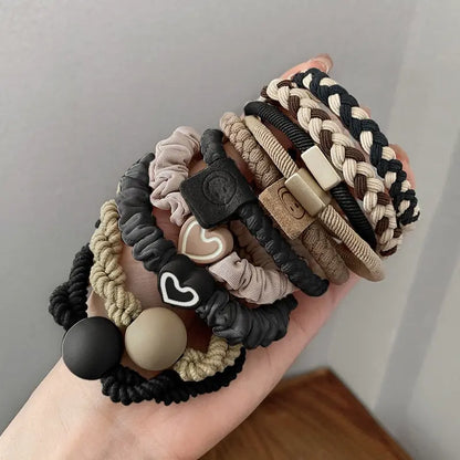 Neutral Boho Hair Ties for Women | Soft Stretch Hair Bands & Wrist Accessories | 10-Piece Everyday Collection