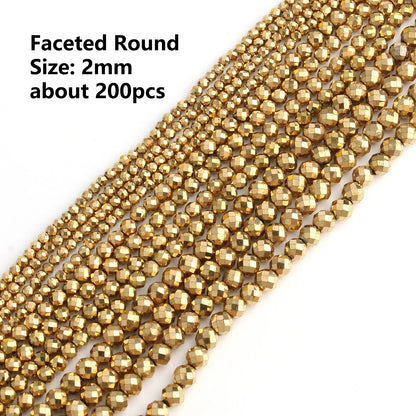 Gold Plated Hematite Beads | 4mm Heart, Cube, Rondelle & Irregular Spacer Beads | 15-Inch Jewelry-Making Strand