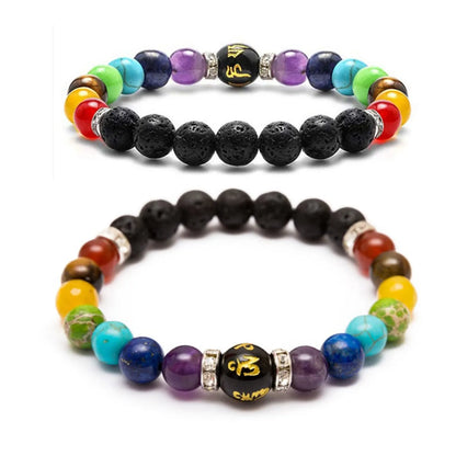 2pcs 7 Chakra Bracelet with Meaning Card for Men Women Natural Crystal Healing Anxiety Jewellery Mandala Yoga Bracelet Gift