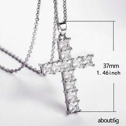 Jesus Cross Necklace | Gold Crystal Cross Pendant for Women | Christian Faith Jewelry Gift