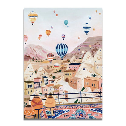 Santorini Lisbon Canvas Wall Art Print Poster Lake Como Central Park Decorative Painting Travel Mural Home Decor Gift Unframed