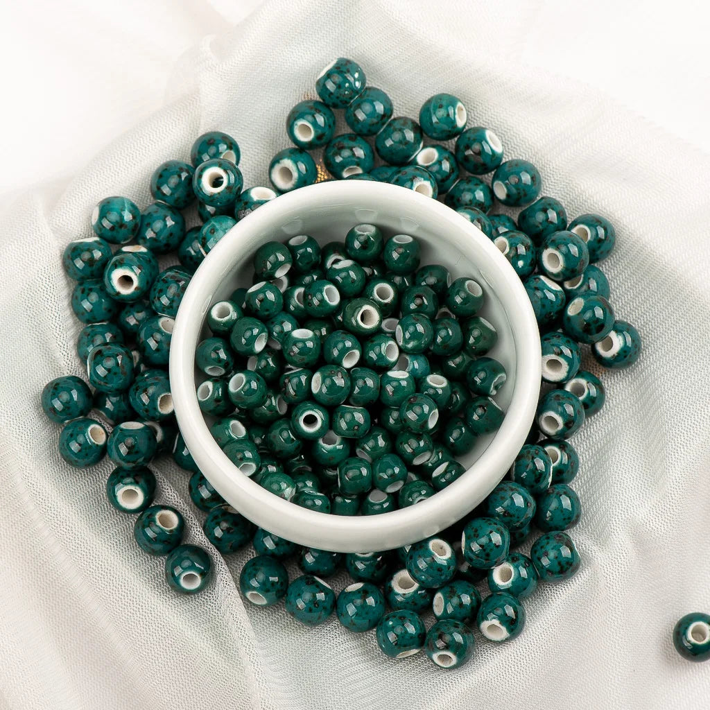 Multi-color Ceramic Beads 6mm | Speckled Porcelain Round Beads | 100pc Bracelet & Necklace Beads | DIY Jewelry Making Supplies