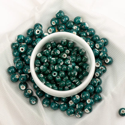 Multi-color Ceramic Beads 6mm | Speckled Porcelain Round Beads | 100pc Bracelet & Necklace Beads | DIY Jewelry Making Supplies