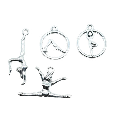 20pcs Charms Gymnastics Antique Silver Color Gymnastics Charms Jewelry Findings DIY Gym Charms Sport Wholesale