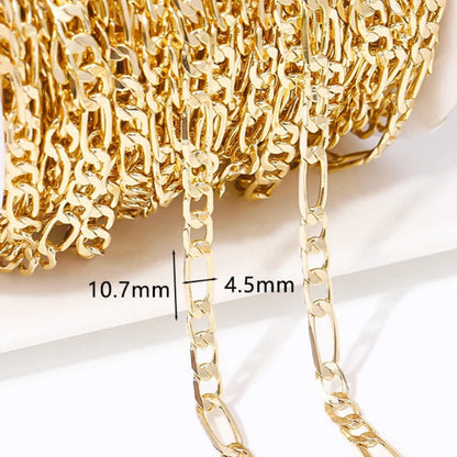 14K Gold Plated Brass Chain | Gold Jewelry Chain by the Meter | Bulk Necklace & Bracelet Chain for DIY Jewelry Making