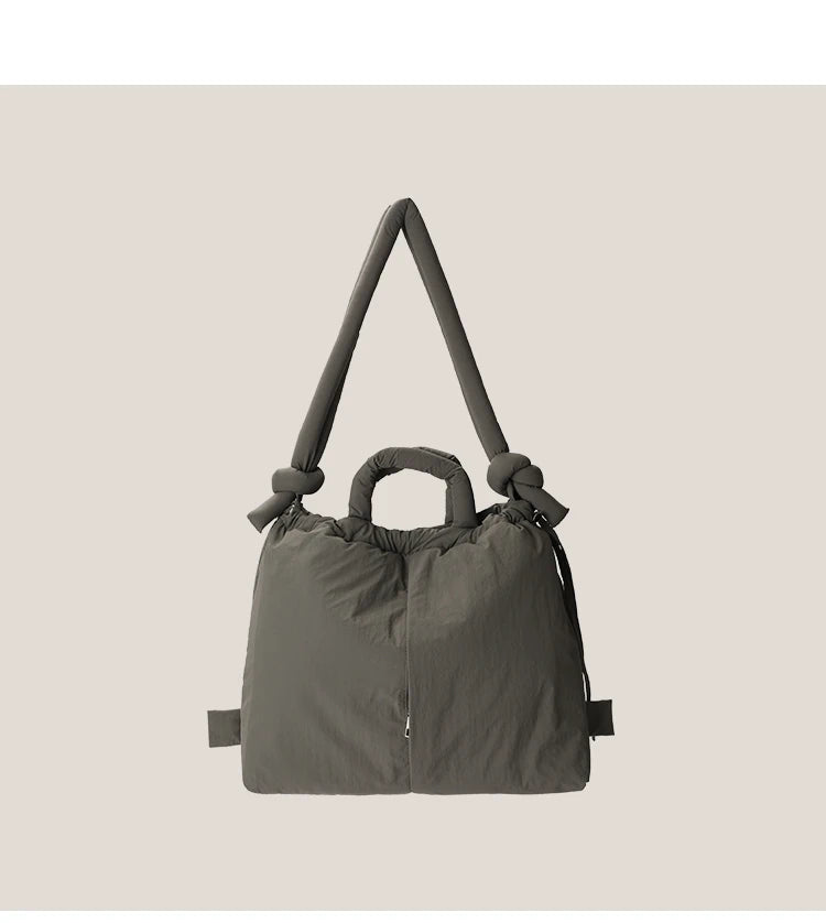 Vintage Puffer Tote Bag – Large Capacity Nylon Shoulder & Crossbody Handbag