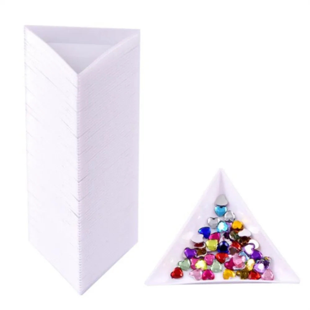 Set of 10 Bead Sorting Trays | Plastic Triangle Trays | Rhinestone & Sequin Organizer for Jewelry Making