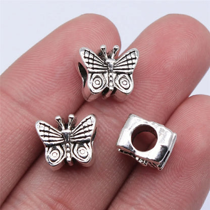 10 Antique Silver Butterfly Charms | Butterfly Pendants for DIY Jewelry Making | Bracelet, Necklace & Earring Supplies