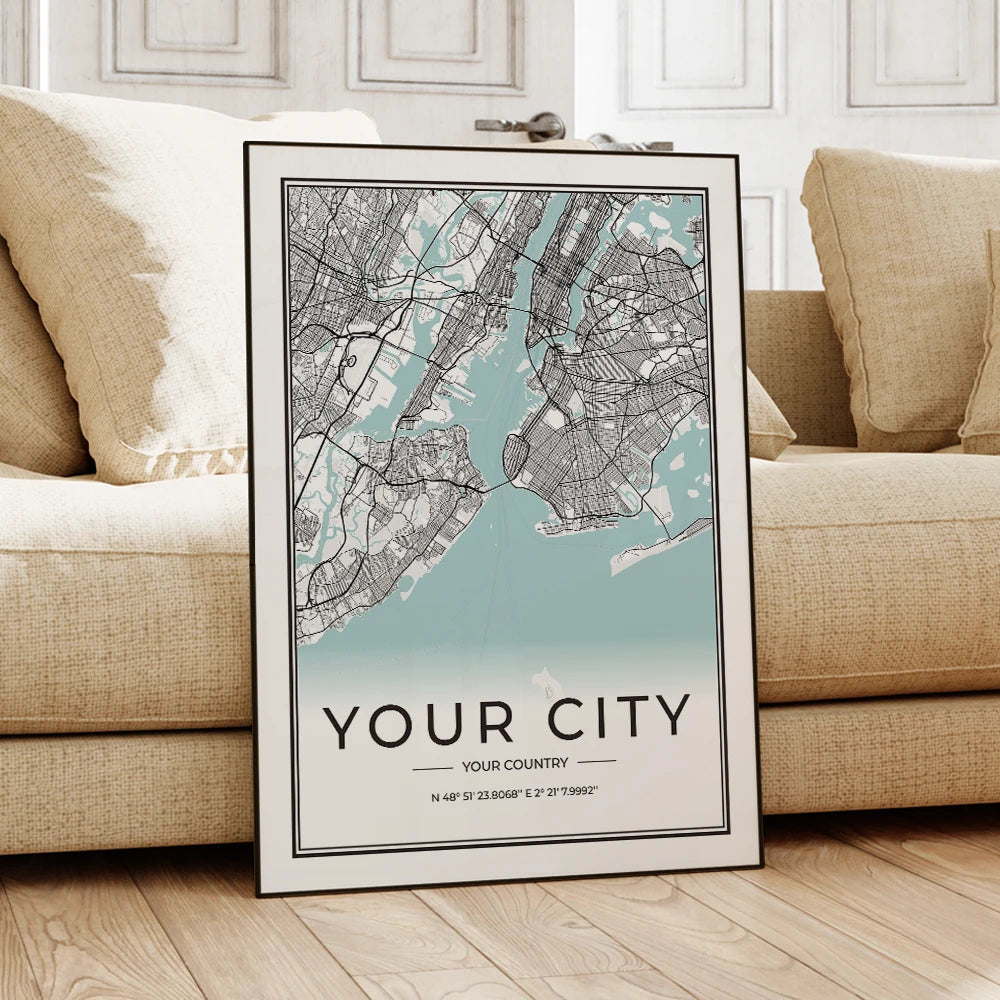 Custom Personalized City And County Map World Cover Gift Wall Art Printing Picture Living Room Bedroom Home Decoration