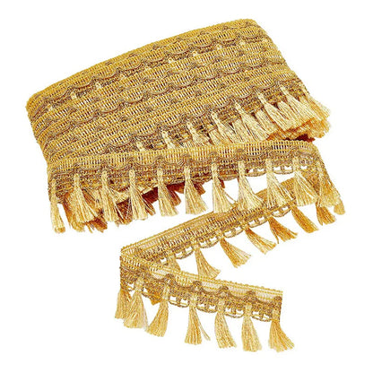 Gold & Silver Fringe Tassel Trim | 5 Yard Metallic Fringe Lace Ribbon | Sewing Trim for Clothing, Costumes, Curtains & DIY Crafts #FringeTrim #SewingSupplies
