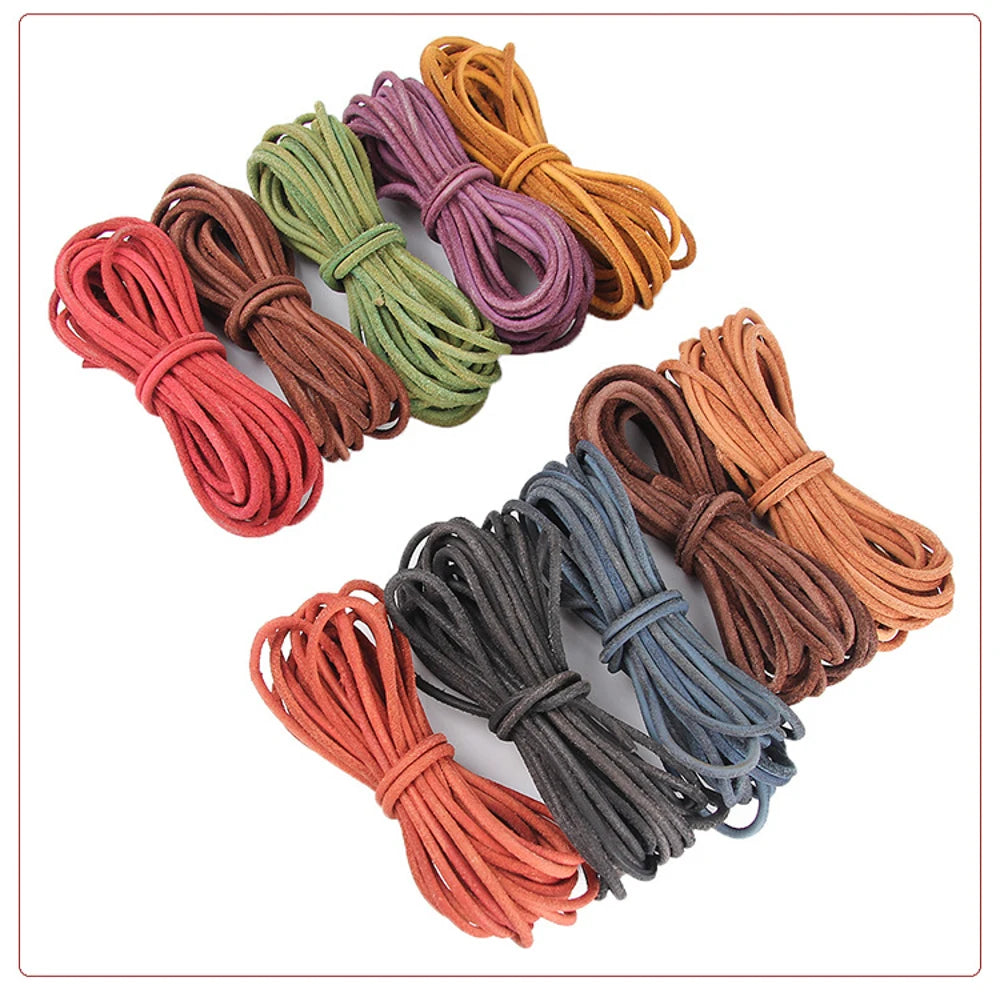 Genuine Cowhide Leather Cord 3mm Round | 2 Meters (78.7 Inches) | Colorful DIY Bracelet & Necklace Making