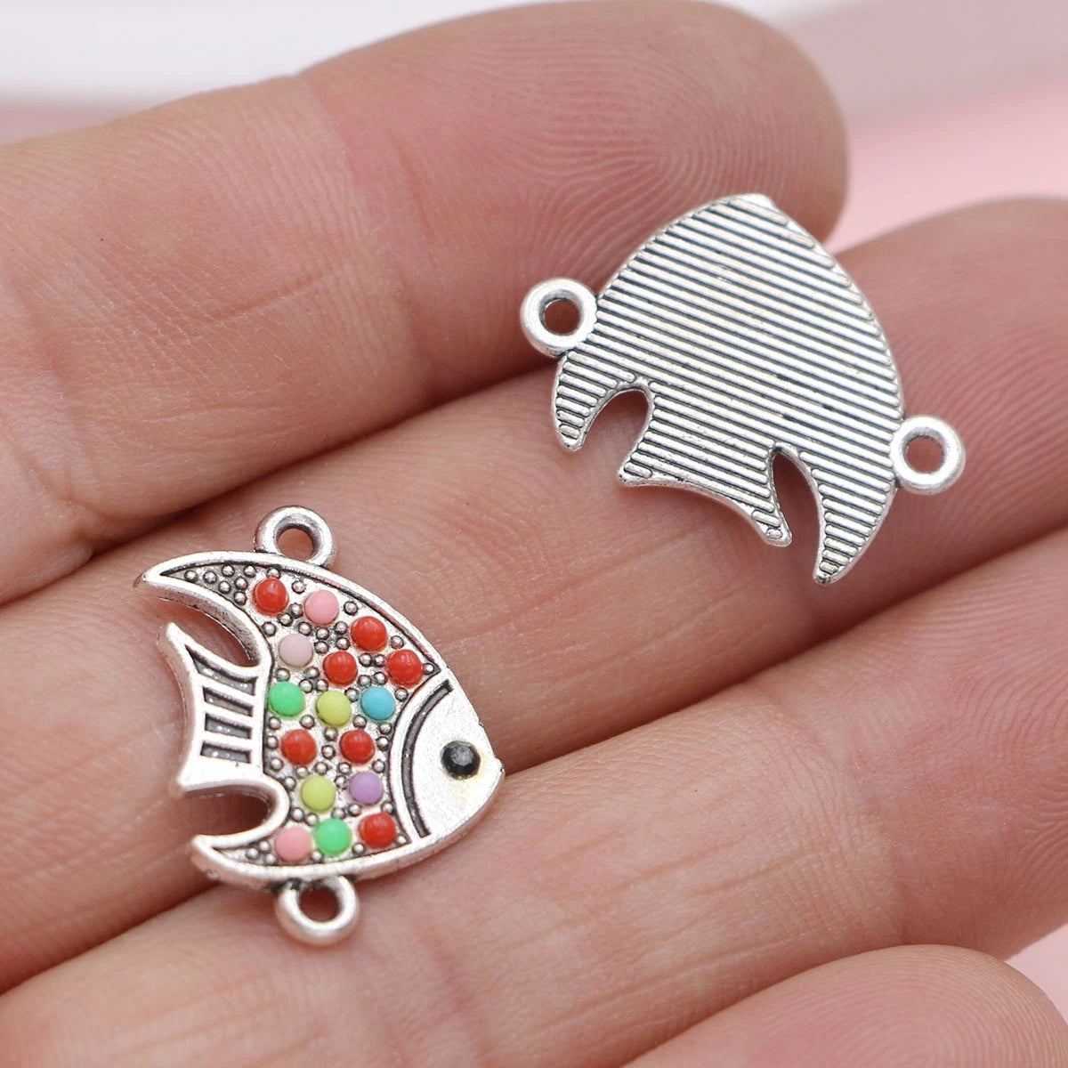 Crystal Fish Charms | 10 Antique Silver Connectors for Bracelets, Earrings & DIY Jewelry Making