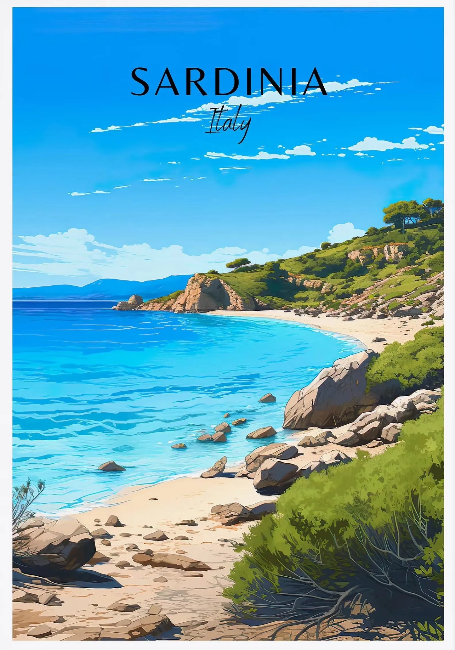 Italy City Travel Poster Paris Rome Milan Tuscany Venice Sardinia Canvas Painting Wall Art Picture for Living Room Home Decor