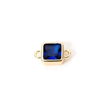 18K Gold Birthstone Connectors | Brass Square Charm Links | 2-Piece DIY Necklace, Bracelet & Earring Jewelry Findings