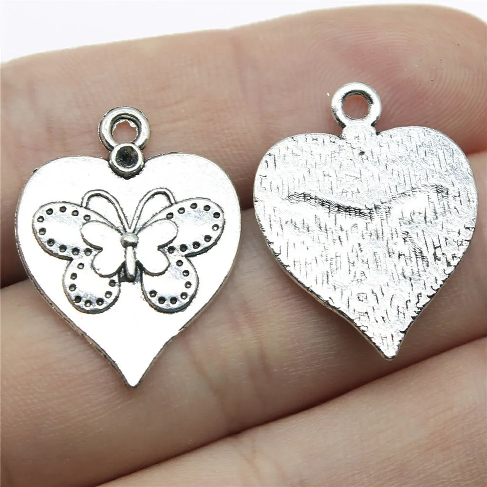 10 Antique Silver Butterfly Charms | Butterfly Pendants for DIY Jewelry Making | Bracelet, Necklace & Earring Supplies