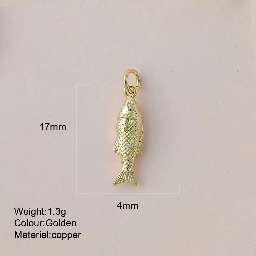 Cute Fish Charms | Gold Color Animal Pendants | Boho Charms for Earrings, Bracelets, Necklaces, Keychains & DIY Jewelry Making