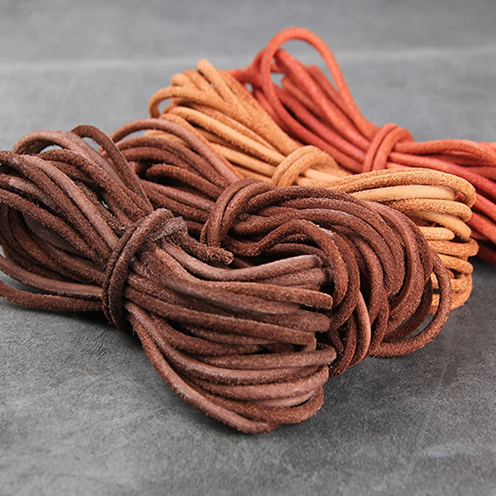 Genuine Cowhide Leather Cord 3mm Round | 2 Meters (78.7 Inches) | Colorful DIY Bracelet & Necklace Making