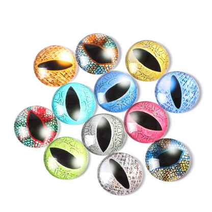 20pc Glass Eyes for Crafts | 8mm to 16mm Cat Dragon Dinosaur Eyes | Round Cabochons for DIY Dolls, Jewelry & Craft Making