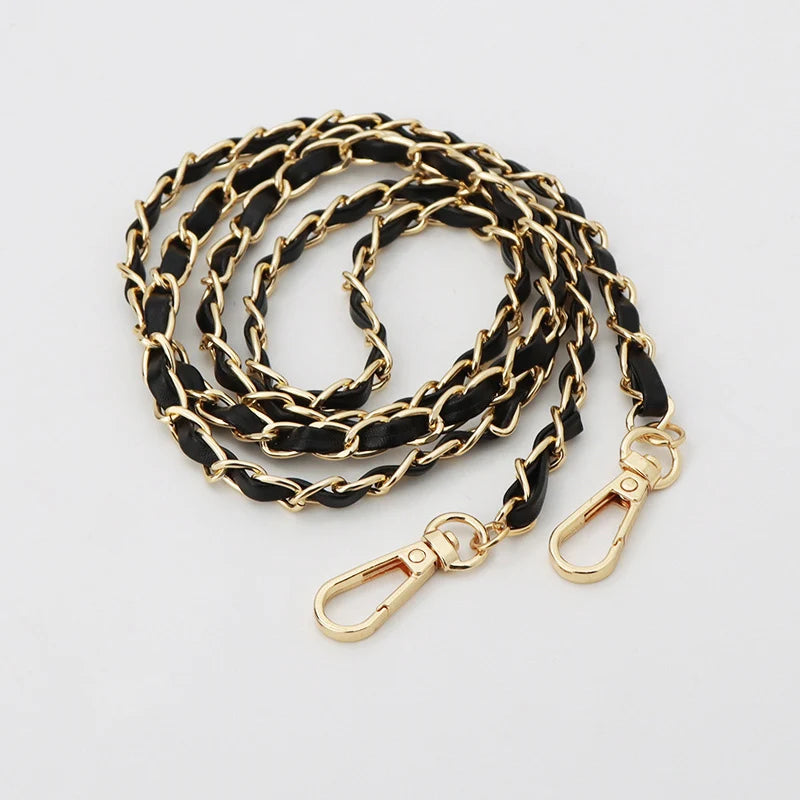 120cm Purse Chain Strap | Metal & Leather Crossbody Bag Chain | 47in Replacement Shoulder Strap for Handbags & DIY Bag Making