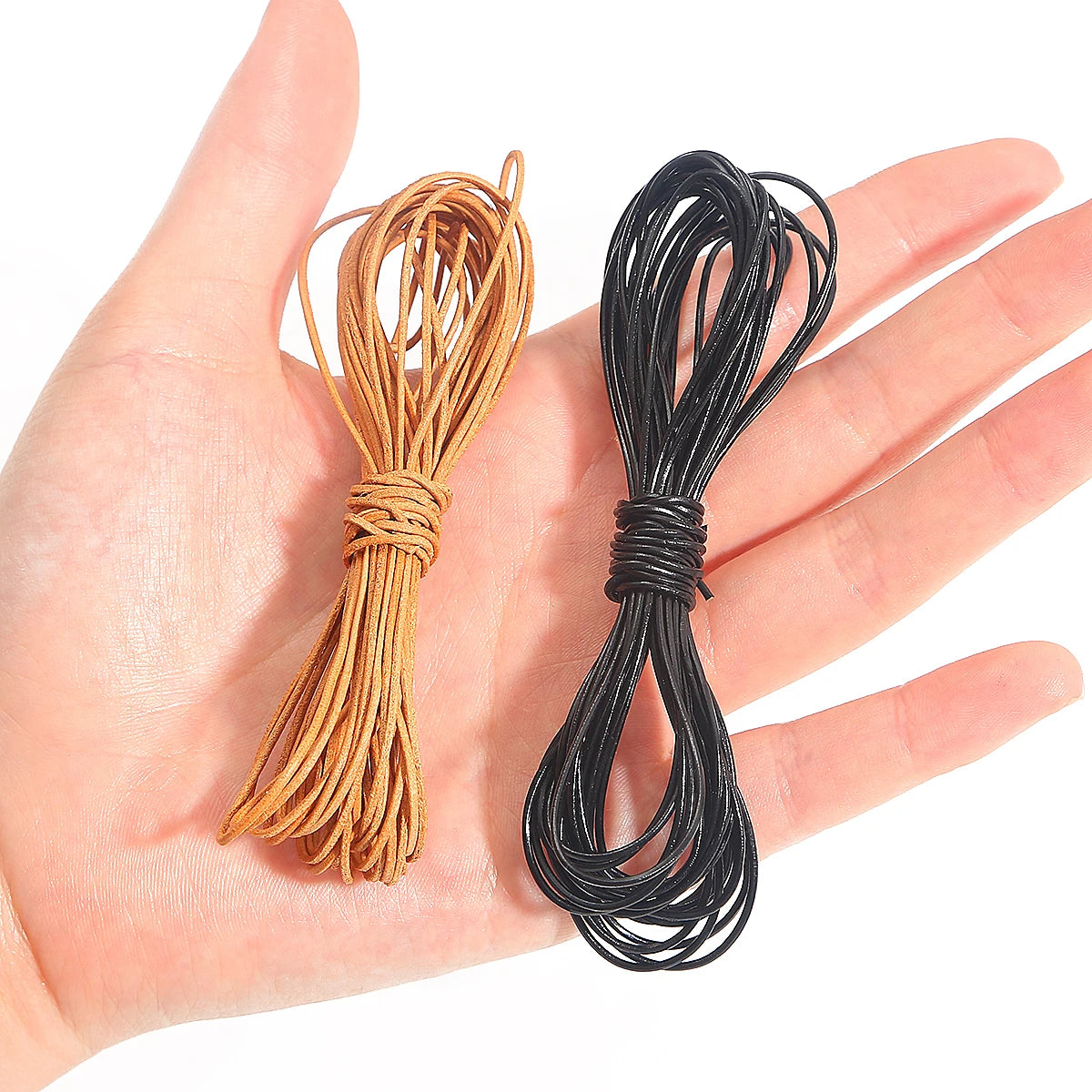 Genuine Cowhide Leather Cord | 5m Round Leather Rope for Necklaces, Bracelets & DIY Jewelry Making